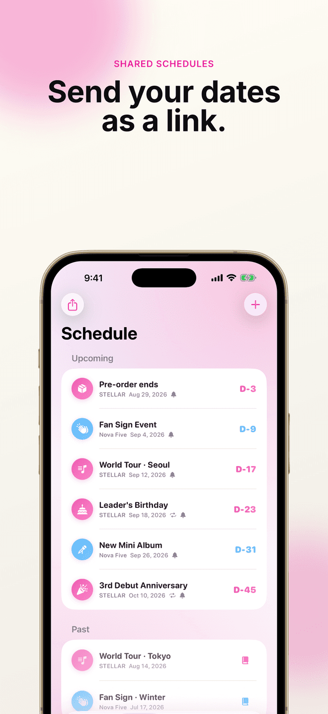 Schedule — a set of dates leaving as a link anyone can open