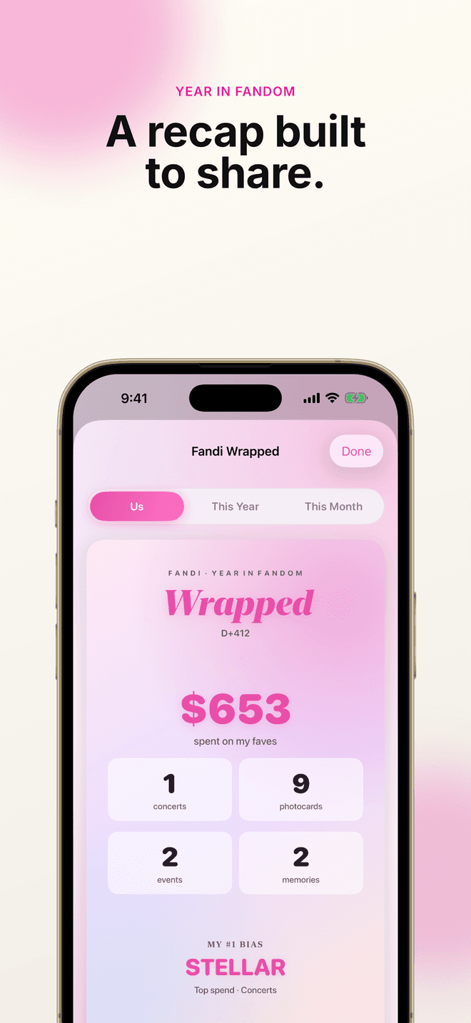 Wrapped — the year in fandom as a card made to share