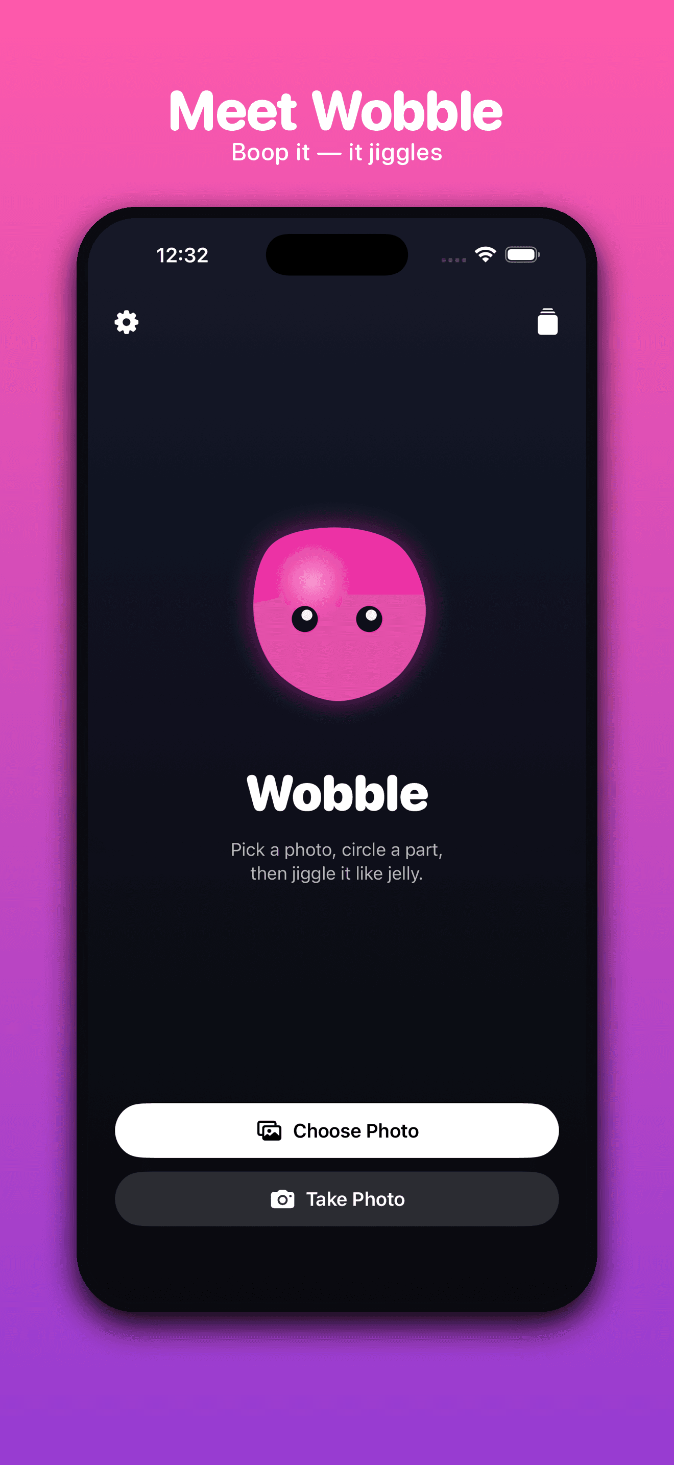 Wobble home — pick a photo and draw a loop