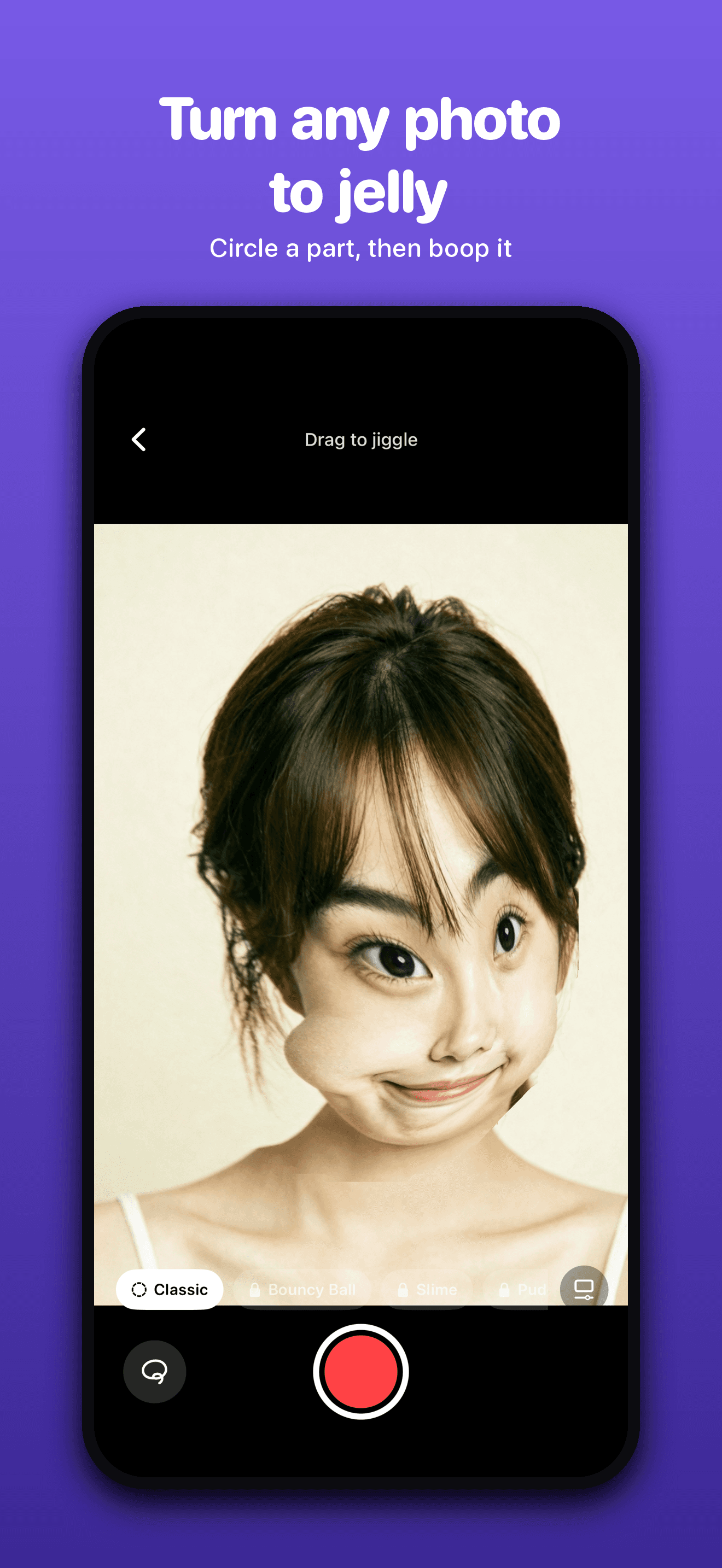 Wobble a face — cheeks ripple and spring back